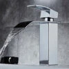 Modern Bathroom Square Waterfall Basin Sink Mixer Tap Chrome Brass Cloakroom Basin Mixer Tap Chrome Square Sink Mono Waterfall Bathroom Hot&Cold Faucet -Bathroom Faucet Store 59499781 1