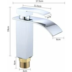 Modern Bathroom Square Waterfall Basin Sink Mixer Tap Chrome Brass Cloakroom Basin Mixer Tap Chrome Square Sink Mono Waterfall Bathroom Hot&Cold Faucet -Bathroom Faucet Store 59499781 4