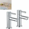 Bathroom Basin Pillar Taps, Pair Basin Sink Mixer Taps, 1/4 Turn Washroom Pair Faucets Twin Lever, 2 Pcs Morden Taps -Bathroom Faucet Store 59499806 1