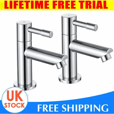 Bathroom Basin Pillar Taps, Pair Basin Sink Mixer Taps, 1/4 Turn Washroom Pair Faucets Twin Lever, 2 Pcs Morden Taps 4 Bathroom Basin Pillar Taps, Pair Basin Sink Mixer Taps, 1/4 Turn Washroom Pair Faucets Twin Lever, 2 Pcs Morden Taps - Image 2