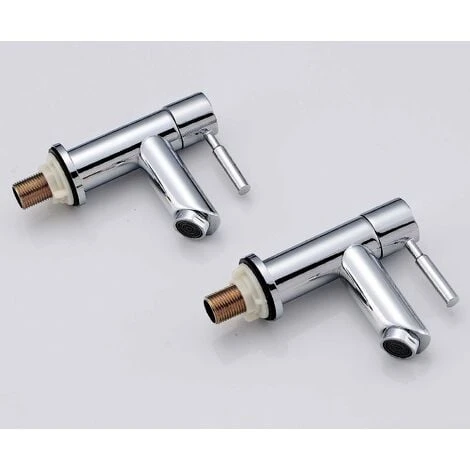 Bathroom Basin Pillar Taps, Pair Basin Sink Mixer Taps, 1/4 Turn Washroom Pair Faucets Twin Lever, 2 Pcs Morden Taps 6 Bathroom Basin Pillar Taps, Pair Basin Sink Mixer Taps, 1/4 Turn Washroom Pair Faucets Twin Lever, 2 Pcs Morden Taps - Image 4