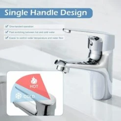 Single Lever Basin Mixer With Pop Up Click Waste Chrome Modern Bath Tap Monobloc Wash Basin Sink Mixer Modern Chrome Brass -Bathroom Faucet Store 59499931 3