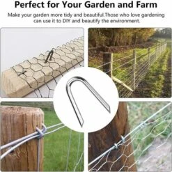 140 Pieces Galvanized Steel Spikes Fence Spikes Wire Mesh Spike 1.2x1.9cm U-shaped Fence Nail Staples For Fence Galvanized Clip Wire Mesh For Netting -Bathroom Faucet Store 59691631 5