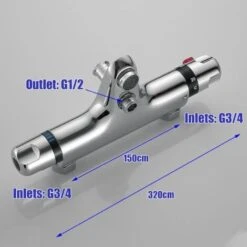 Thermostatic Shower Mixer Valve 1/2" Outlet, Modern Bath Mixer Tap Bar For Bathrooms, Hot & Cold Water 38℃ Intelligent Constant Temperature, Bathtub Chrome Faucet Diverter Valve Bath Tap -Bathroom Faucet Store 59935932 4