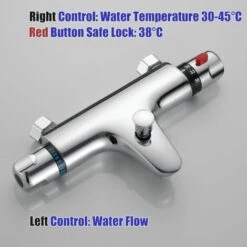 Thermostatic Shower Mixer Valve 1/2" Outlet, Modern Bath Mixer Tap Bar For Bathrooms, Hot & Cold Water 38℃ Intelligent Constant Temperature, Bathtub Chrome Faucet Diverter Valve Bath Tap -Bathroom Faucet Store 59935932 5