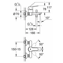 Grohe Start Edge Bathroom Bath Mixer Tap Wall Mounted Chrome Exposed 23348000 -Bathroom Faucet Store 62393077 3