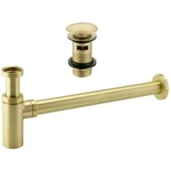 Brushed Brass Bottle Trap & Slotted Basin Sink Waste Adjustable 1 1/4