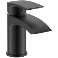 Black Waterfall Cloakroom Mini Basin Mixer Tap Sink Mono Bathroom + Waste 10yr -Bathroom Faucet Store 65210518 2