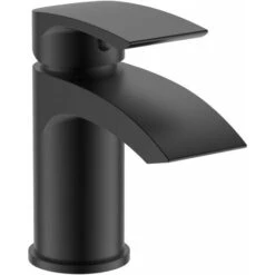 Black Waterfall Cloakroom Mini Basin Mixer Tap Sink Mono Bathroom + Waste 10yr -Bathroom Faucet Store 65210518 3