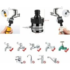 Faucet Fitting, Faucet Adapter, Universal Faucet Connector Garden Water Tap Hose Adapter, Suitable Outer Diameter Less Than 20MM -Bathroom Faucet Store 66809184 3