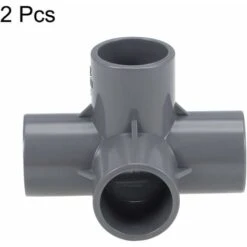 2 Pack 25mm Furniture Grade PVC 4 Way Elbow Fitting - Gray 7 2 Pack 25mm Furniture Grade PVC 4 Way Elbow Fitting - Gray -Bathroom Faucet Store 66990489 3