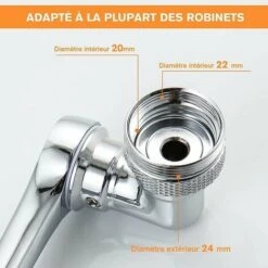 1080° Pivotant Mousseur Robinet, Robinet Cuisine Douchette Avec 2 Modes De Pulvérisation, Universel Laiton Massif Embout Robinet Accessoires, Aérateur Pour Robinet Pour Évier De Salle De Bain -Bathroom Faucet Store 68592148 3