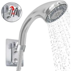 Shower Bracket, No Need To Drill Holes To Install Strong Glue With Screw Mounting Holes, The Bracket Can Be Adjusted 90 Degrees, Strong Adhesion, Waterproof -Bathroom Faucet Store 69623465 4