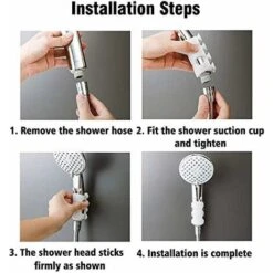 Shower Head Holder, Punch Free Silicone Suction Cup Shower Head Wall Mount Holder No Drill Needed For Marble Glass Metal Ceramic (White) -Bathroom Faucet Store 69623977 5