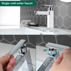 Basin Faucet Cold Water Only Durable Metal Bathroom Faucet Hand Wash Faucet Ceramic Cartridge Aerator Pull Out Convenient To Clean Or Replace Modern Design -Bathroom Faucet Store 71419109 3