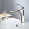 Modern Waterfall Bathroom Faucet With Tub Brushed Nickel Single Handle 1 Mounting Hole -Bathroom Faucet Store 71419398 1