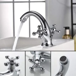 Lucca - Retro Basin Tap, Vintage Bathroom Mixer, Chrome, Silver 9 Lucca - Retro Basin Tap, Vintage Bathroom Mixer, Chrome, Silver -Bathroom Faucet Store 71428609 3