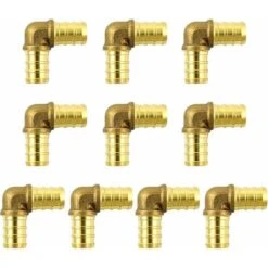 Brass Elbow Fittings, Brass Hose Fitting 90 Degree, 1/2 / 12mm, 10 Pack