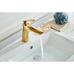 Sink Faucet Single Handle Brass Gold Chrome Gold Finish Single Handle With Sink 9 Sink Faucet Single Handle Brass Gold Chrome Gold Finish Single Handle With Sink -Bathroom Faucet Store 72506172 3