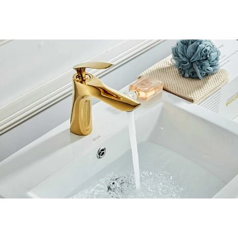 Sink Faucet Single Handle Brass Gold Chrome Gold Finish Single Handle With Sink 5 Sink Faucet Single Handle Brass Gold Chrome Gold Finish Single Handle With Sink - Image 3