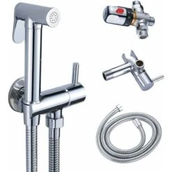Toilet Shower Kit Thermostatic Mixing Valve Hand Shower With Hand Sprayer For Intimate Hygiene Anti-scald Chrome Brass Toilet Bidet Spray Set Bidet Shower - DKSFJKL
