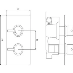 Nuie Quest Twin Thermostatic Shower Valve With Diverter - QUEV52 -Bathroom Faucet Store 7472493 3