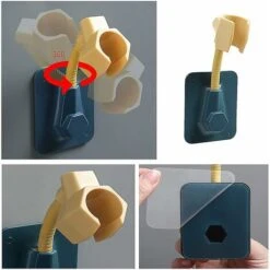 Wall Mounted Hand Shower Holder, 3pcs Universal Adjustable Shower Holder 360 Rotatable Adjustable Shower Head Holder Hanging Shower Head Portable Without Drilling Bathroom Accessory -Bathroom Faucet Store 75326385 3