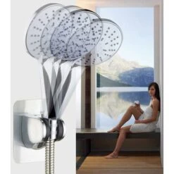 Shower Holder 1Pcs Suction Cup Shower Head Adjustable 3M Self-adhesive Waterproof No Drilling Bathroom Accessories -Bathroom Faucet Store 75328521 3