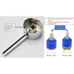 Faucet Handle Kit For Single Handle Faucet With 25mm/35mm/40mm Cartridge - Universal Replacement Metal Handle With Knob And Set Screws, Polished Chrome -Bathroom Faucet Store 75329100 4