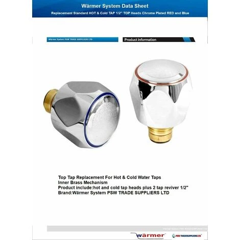 Hot And Cold Standard Replacement Faucet Chrome Head Red And Blue 4 Hot And Cold Standard Replacement Faucet Chrome Head Red And Blue - Image 2