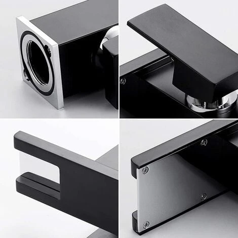 Waterfall LED Bathroom Mixer, Black Gold Accent 5 Waterfall LED Bathroom Mixer, Black Gold Accent - Image 3