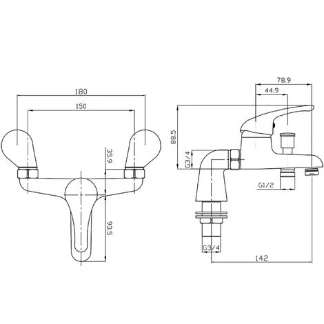 Single Lever Bath Shower Mixer Tap With Hand Held Shower & Wall Bracket - Chrome 5 Single Lever Bath Shower Mixer Tap With Hand Held Shower & Wall Bracket - Chrome - Image 3