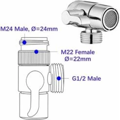 Way Shower Diverter Valve Hand Shower Diverter Valve Stop Valve For Kitchen Or Bathroom With Faucet Adapter M22-M24, M22-G1/2” 8 Way Shower Diverter Valve Hand Shower Diverter Valve Stop Valve For Kitchen Or Bathroom With Faucet Adapter M22-M24, M22-G1/2” -Bathroom Faucet Store 76957348 2
