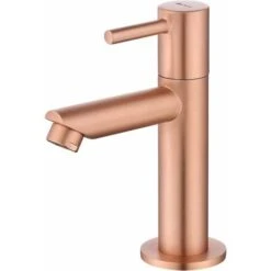 Cold Water Only Basin Faucet, Durable Copper Rose Gold Surface Basin Mixer Tap，Hand Wash Faucets For Guest Toilets