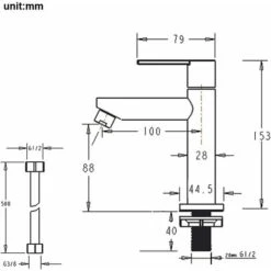 Bathroom Sink Faucet Cold Water Only, Durable Brass Bathroom Mixer Tap, Detachable Aerator, Faucet For Guest Toilet, Ceramic Cartridge, With Connecting Hose -Bathroom Faucet Store 77637196 3