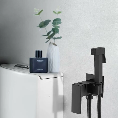 Toilet Spray Kit Black, Brass Toilet Spray Toilet Wall Mounted Bidet Sprayer Cold And Hot Water Toilet Bidet Spray With 1.5m Hose 4 Toilet Spray Kit Black, Brass Toilet Spray Toilet Wall Mounted Bidet Sprayer Cold And Hot Water Toilet Bidet Spray With 1.5m Hose - Image 2