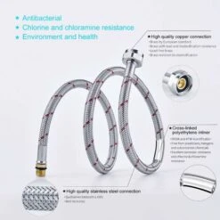 Armored Hose 60cm Long Connection Pipes For Water Tap Compression Thread Flexible Water Hose 2 Pieces -Bathroom Faucet Store 78703038 4