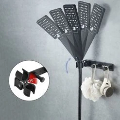 Universal Handheld Shower Holder With 2 Hooks, Adjustable Aluminum Alloy Wall Mounted Shower Holder, Self-adhesive -Bathroom Faucet Store 78707647 3