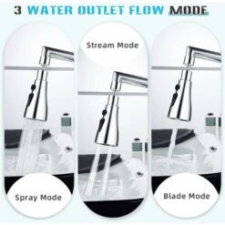 Kitchen Tap Spray Head With 3 Modes, Tap Extender For Kitchen Sink, 360° Swivel Tap Spout Adapter Tap Attachment Sink Kitchen, Water Tap Filter Nozzle Replacement, Tap Head Aerator Faucet Head -Bathroom Faucet Store 80282255 3