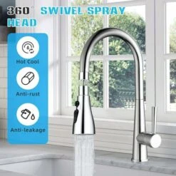 Kitchen Tap Spray Head With 3 Modes, Tap Extender For Kitchen Sink, 360° Swivel Tap Spout Adapter Tap Attachment Sink Kitchen, Water Tap Filter Nozzle Replacement, Tap Head Aerator Faucet Head -Bathroom Faucet Store 80282255 5