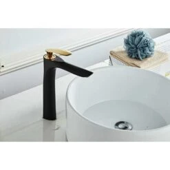 Single Lever Basin Mixer High Top Bathroom Faucet Black Theme Gold Chrome Handle Brass Single Lever Mixer -Bathroom Faucet Store 84675553 3
