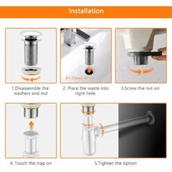 Universal Pop Up Sink Stopper - Clog Resistant Corrosion Resistant Sink Stopper Waste Stopper With Installation Tool, Brass, One Size, Silver -Bathroom Faucet Store 84675881 5