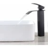 Black Waterfall Bathroom Mixer Tap Square Brass Basin Mixer Tap Hot And Cold Countertop Basin Mixer Tall Faucet
