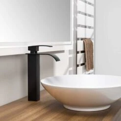 Black Waterfall Bathroom Mixer Tap Square Brass Basin Mixer Tap Hot And Cold Countertop Basin Mixer Tall Faucet -Bathroom Faucet Store 84677814 3