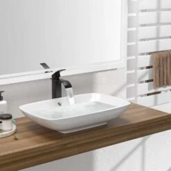 Black Waterfall Bathroom Mixer Tap Square Brass Basin Mixer Tap Hot And Cold Countertop Basin Mixer Tall Faucet -Bathroom Faucet Store 84677814 4