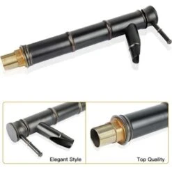 Vintage Antique Bronze Full Copper Bamboo Hotel Bathroom Kitchen Mixer Tap Basin Faucet, Copper, 3 Joints Break Mouth(Black -Bathroom Faucet Store 86503897 3