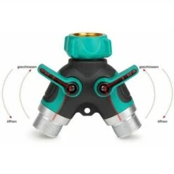 RHAFAYRE Garden Hose Splitter, 3/4 Zinc Alloy Distributor With 2 Valve Outlets, Adjustable And Lockable Water Flow With 2 Connectors And 3 Washers -Bathroom Faucet Store 86533217 3