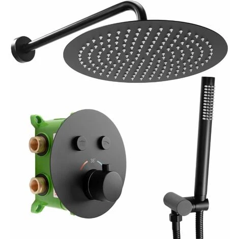 Concealed Thermostatic Shower Set Rea Lungo Miler Black + Box 3 Concealed Thermostatic Shower Set Rea Lungo Miler Black + Box