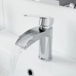 Waterfall Bathroom Basin Tap Bath Shower Mixer Tap Set Chrome -Bathroom Faucet Store 8755925 3