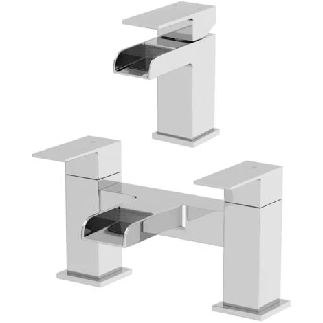 Waterfall Bathroom Basin Mono Mixer Tap Bath Mixer Tap Set Chrome Lever Modern 3 Waterfall Bathroom Basin Mono Mixer Tap Bath Mixer Tap Set Chrome Lever Modern